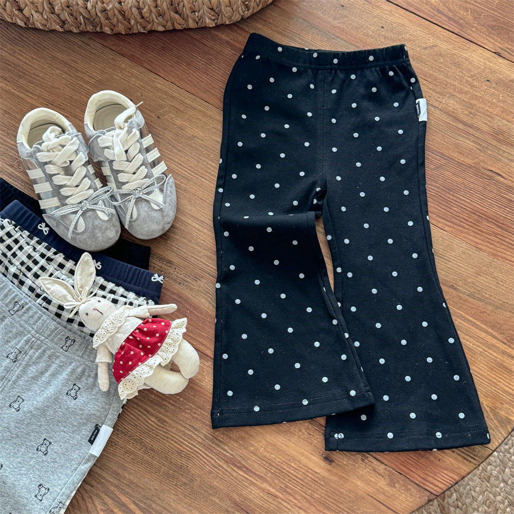 Sweet Little Girl Flared Pants Stylish Spring and Autumn New Baby Outerwear Leggings Korean Version Infant Children's Casual Long Pants