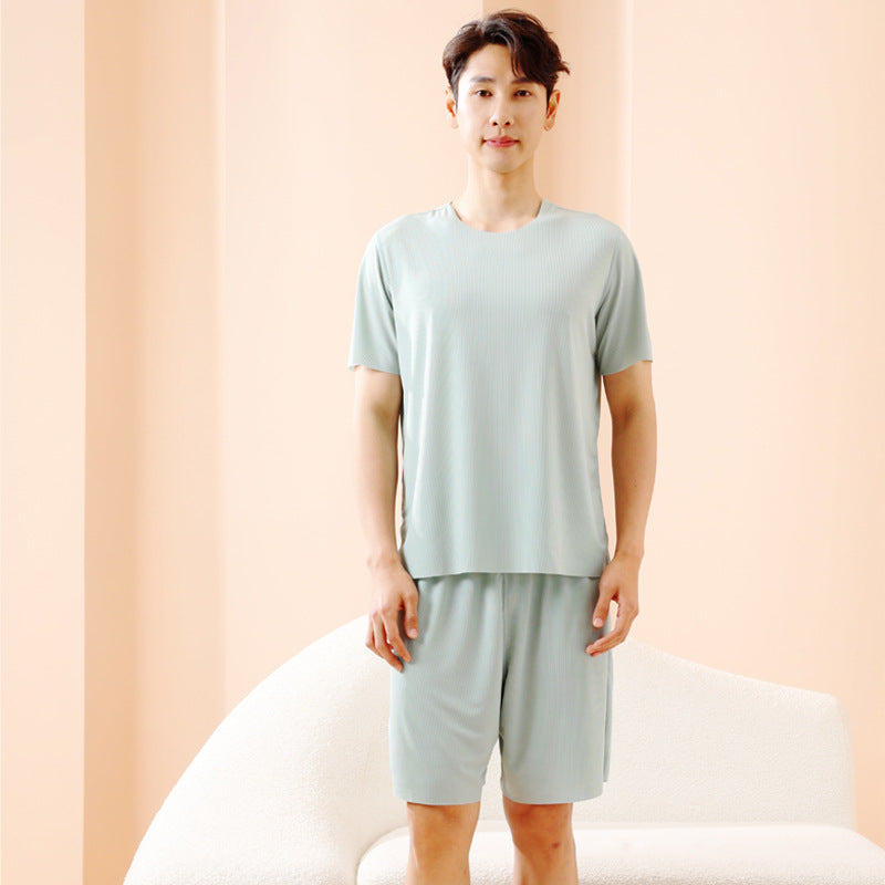 TikTok Kuaishou Internet Celebrity Loose Women's Couple Pajamas Ice Silk Two-Piece Set Casual Homewear Summer Pajamas for Women