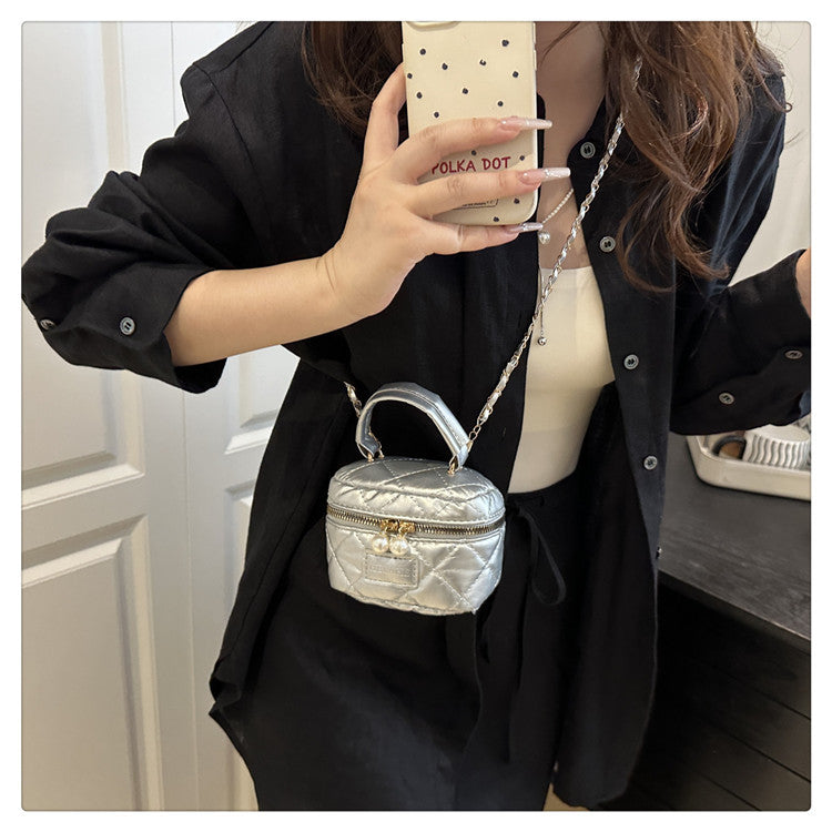 Women's Spring Summer Bag2025New Diamond Chain Bag High-End Fashionable Crossbody Bag Versatile Handheld Small Square Bag