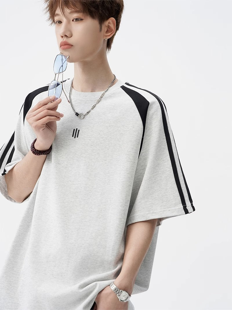 2025New Trendy Ice Silk Short Sleeves t Men's Round Neck Pullover Top Summer American Style Heavy Loose T-Shirt