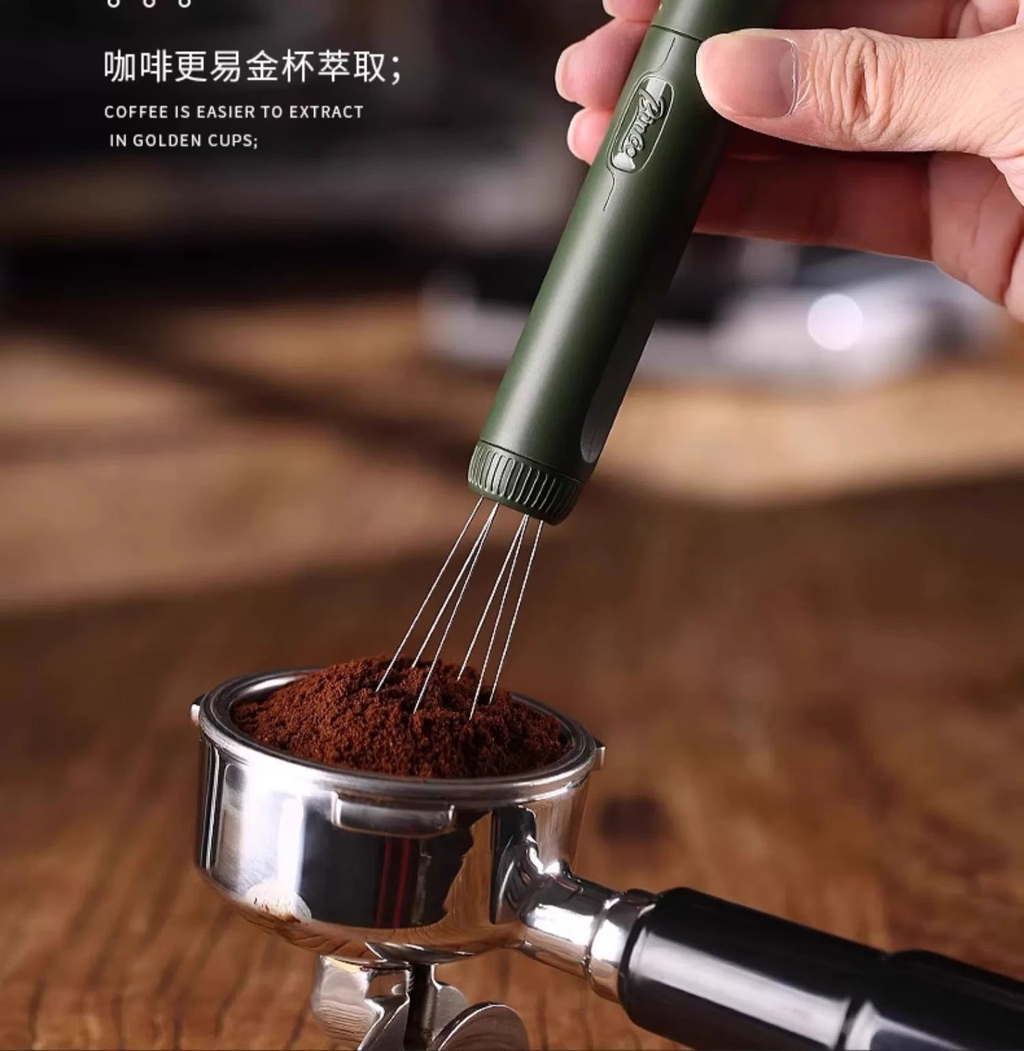 Bincoo Telescopic Magnetic Stainless Steel Powder Needle Coffee Powder Needle Evenly Stirring and Breaking Clumps Black