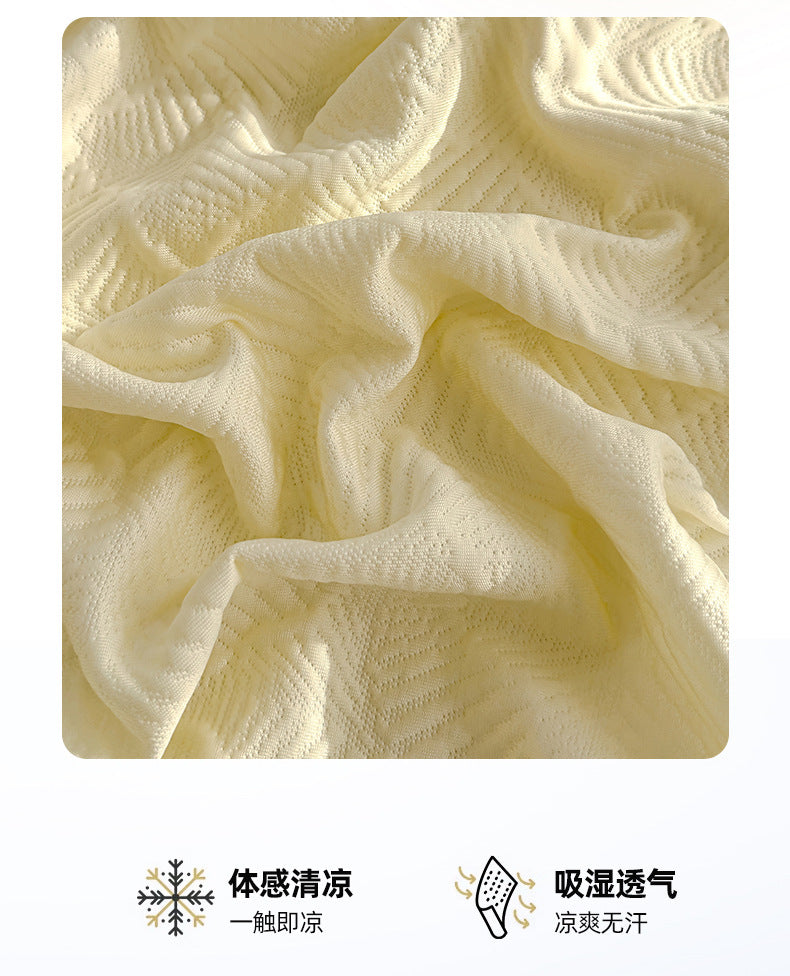 Summer Ice Silk Cooling Mat Lace Edge Cool Soft Mat Three-Piece Set Ethylene Fiber Ice Bean Mat Bed Skirt Style Bedding