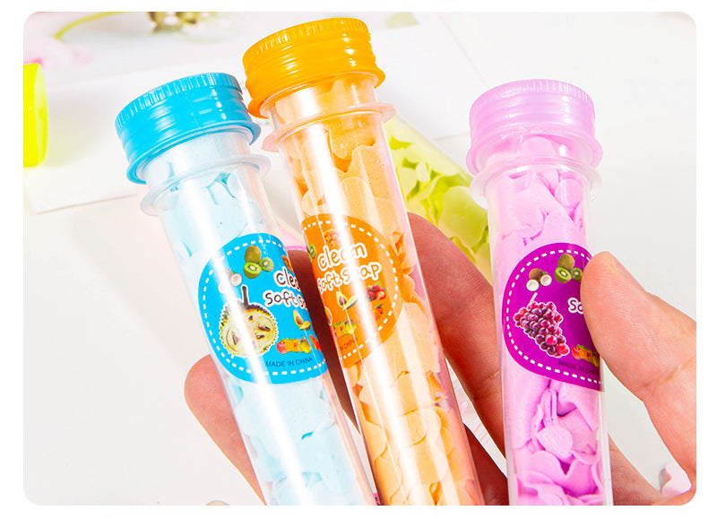 Outdoor Portable Hand Washing Travel Disposable Paper Soap Tablets Test Tube Soap Flower Soap Paper Bottle Flower Shape Soap Tablets