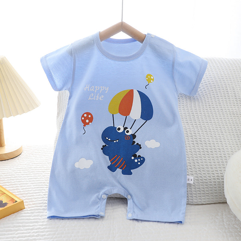 Summer New Infant Crawling Suit Pure Cotton Korean Version Thin Boys' Short Sleeve Girls' One-Piece Romper