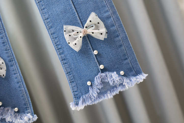 Children's Clothing Wholesale Girls' Jeans Spring and Autumn New Style Medium and Large Children's Slim Pants Baby Casual Girls' Flared Long Pants