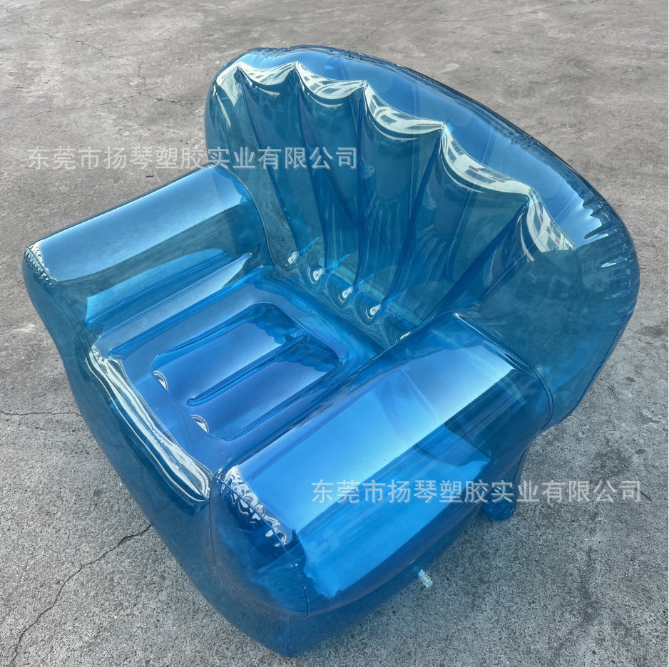 In Stock Transparent Sofa PVC Inflatable Sofa Camping Inflatable Lazy Recliner Single Seat Stuffable Doll Stool