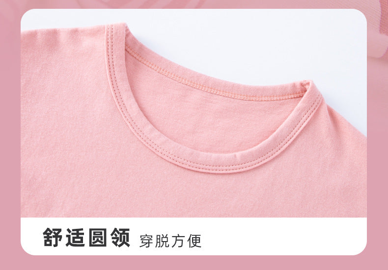 Parent-Child Cotton Homewear Summer Style Children's Short Sleeve Long Pants Set Cartoon Air Conditioning Clothing Sweat-Absorbing Printed Pajamas Couple Outfit