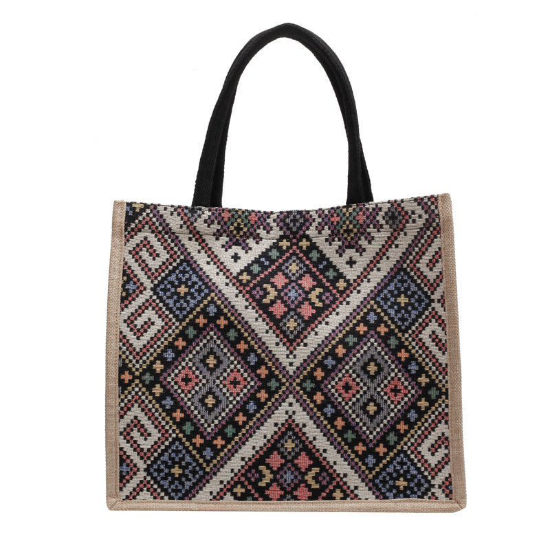 Large Capacity Commuter Bag Women2023New Fashion Single Shoulder Tote Bag Ethnic Style Student Handbag Class Bag Trendy