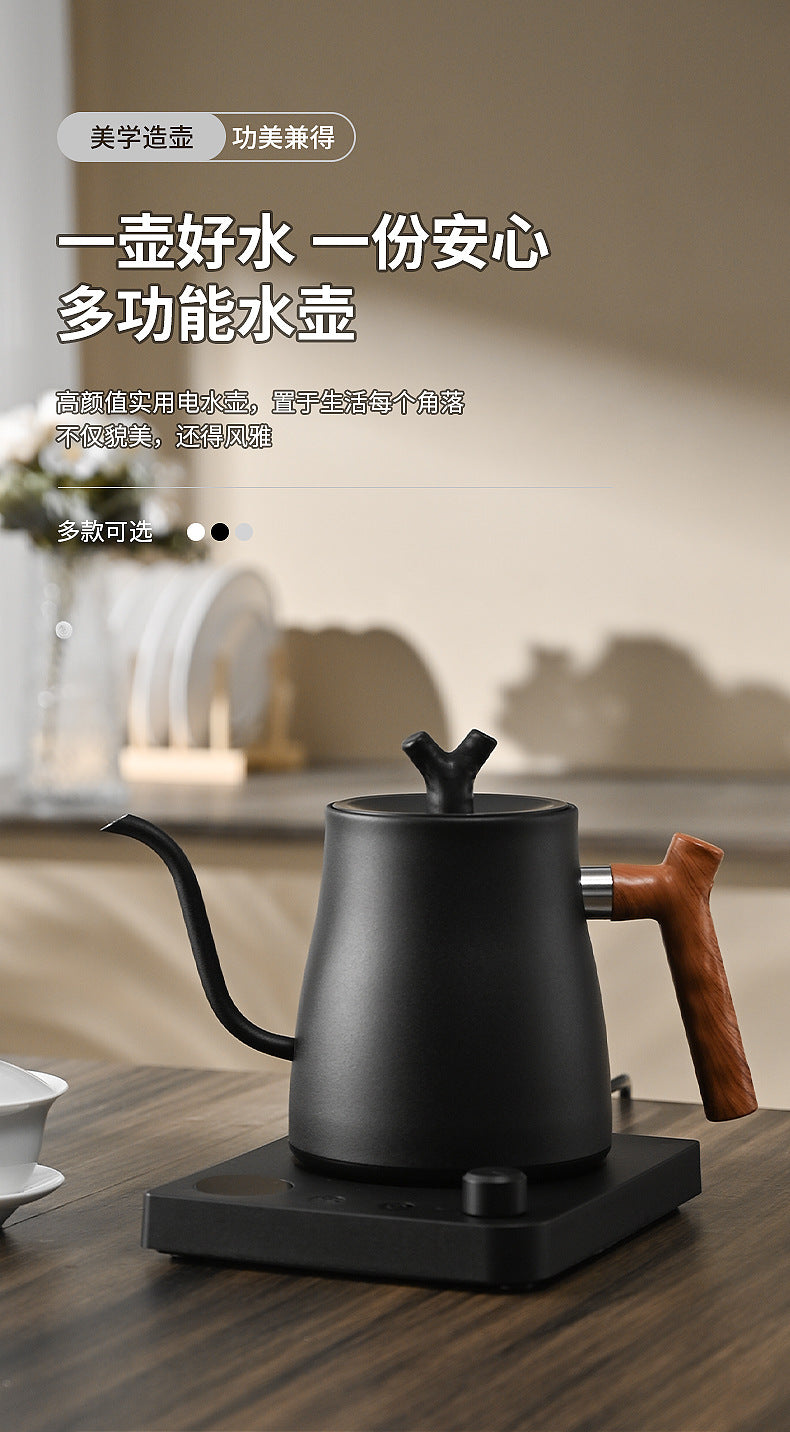 Electric Kettle Cross-Border Knob Temperature Control Narrow Spout Long Spout Pour Over Coffee Pot Stainless Steel Kettle Electric Kettle