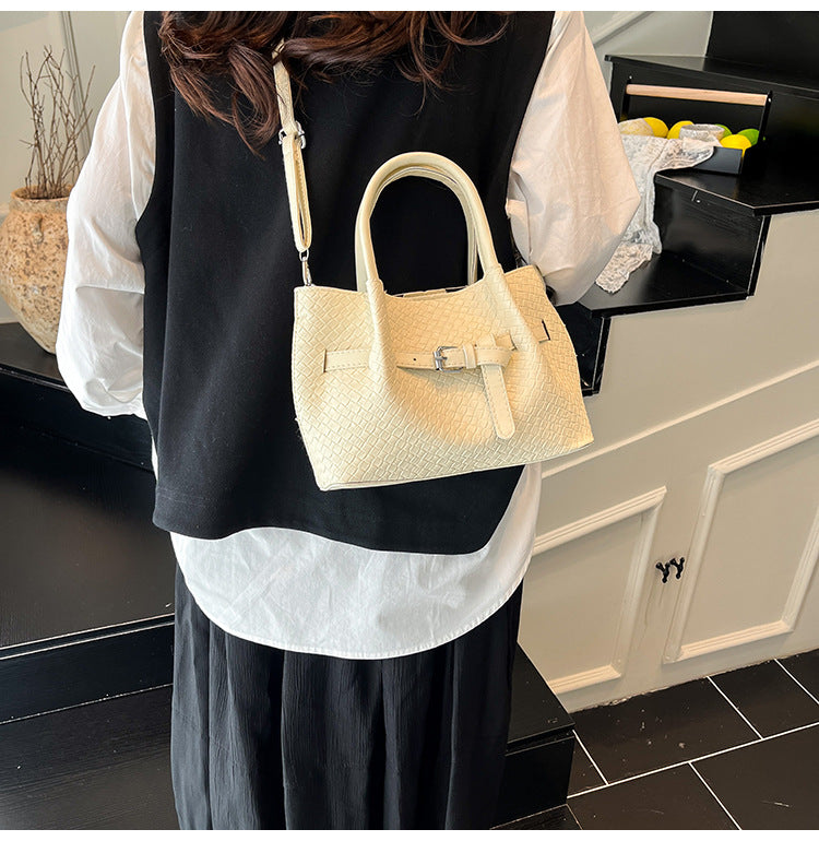 Korean style Niche Sweet Girl Handbag2025New high-end vegetable basket woven bag single shoulder crossbody bag