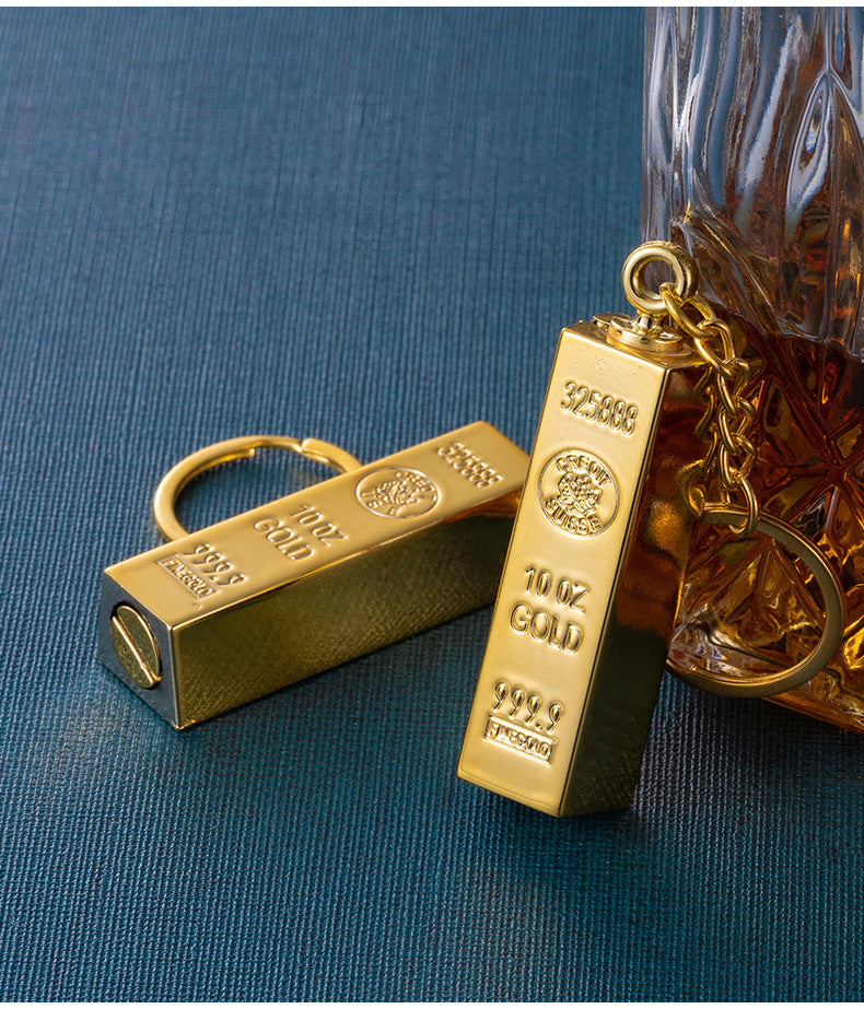 10,000 Matches Lighter Kerosene Outdoor Portable Keychain Gold Bar Shape Cigarette Lighter Men's Gift