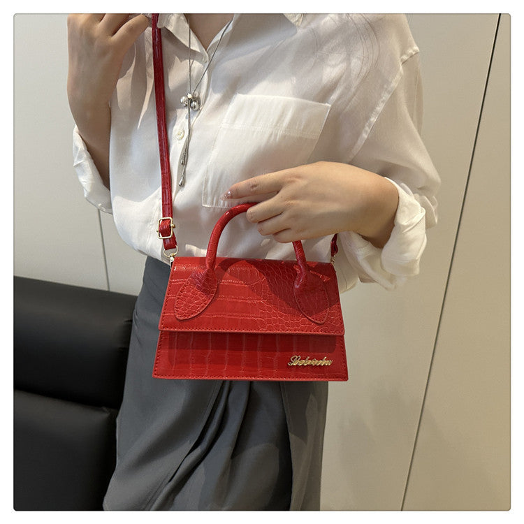 Korean style stone pattern single shoulder bag for women2025New Textured Handheld Small Square Bag Versatile Fashion Simple Crossbody Bag