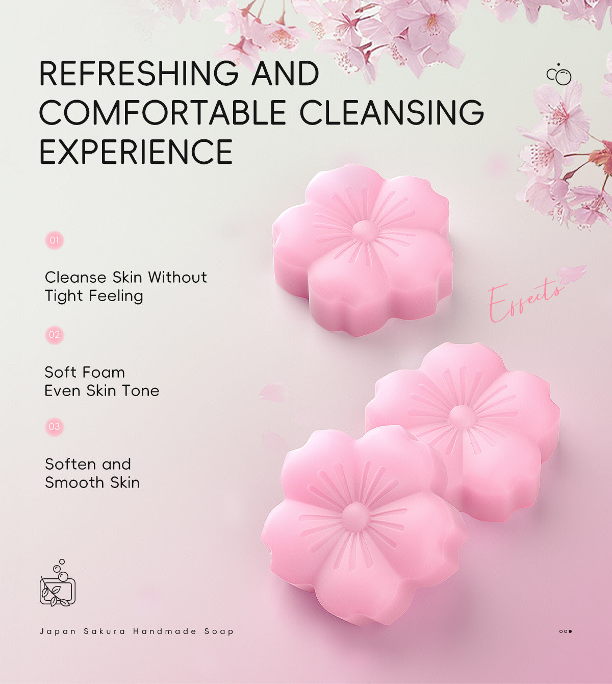 Plant Essential Oil Cherry Blossom Perfume Soap Refreshing Fragrance Bath Soap Full Body Use Long-lasting Scent Handmade Soap Export Soap
