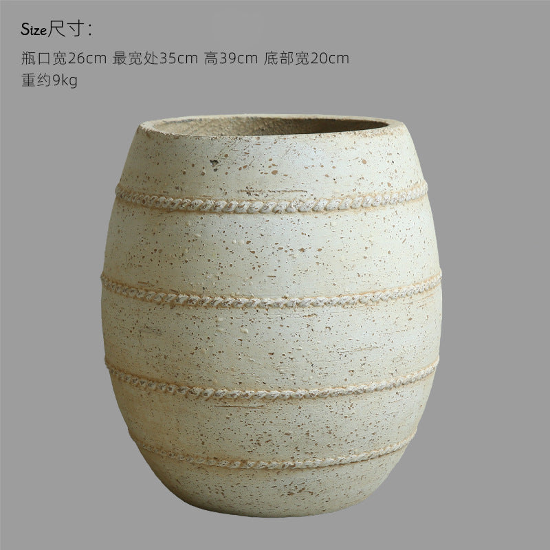 Silent Wind Cement Vase Flower Pot Indoor Living Room Desktop Decoration Entrance TV Cabinet Homestay Soft Decoration Flower Arrangement Ornament