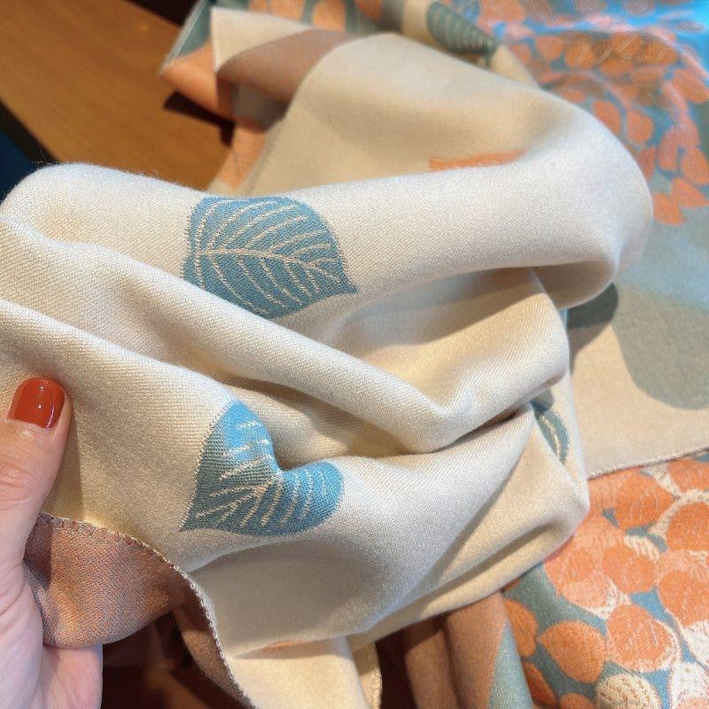 Leaf Scarf Internet Celebrity Style New Fortune Tree Women Winter High-end Shawl Korean Version Versatile Warm Thickened Outerwear
