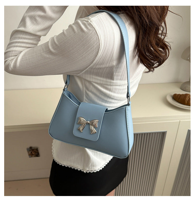 Korean Style Versatile Bag for Women2025Spring New Trendy Fashionable Single Shoulder Bag with Bowknot ins Underarm bag
