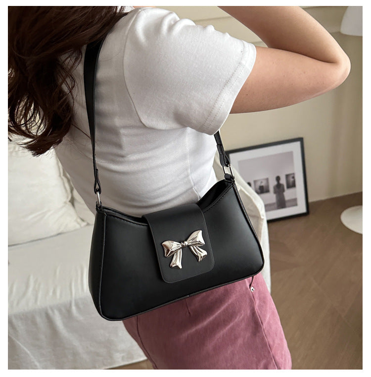 Korean Style Versatile Bag for Women2025Spring New Trendy Fashionable Single Shoulder Bag with Bowknot ins Underarm bag