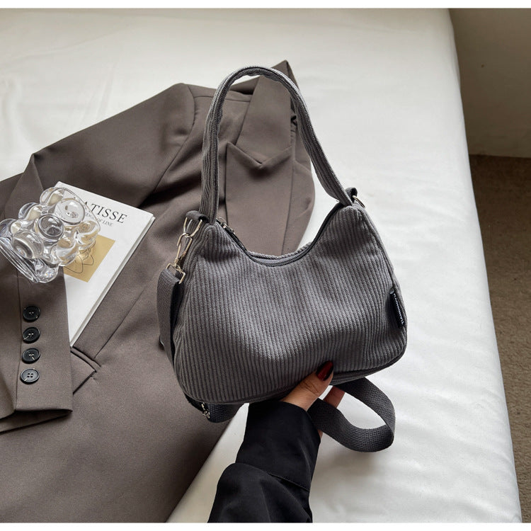 2024New Casual Large Capacity Women's Shoulder Bag Trendy Corduroy Versatile Crossbody Bag Trendy Bag Cross-Border Hot Item