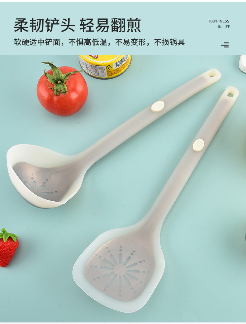 New Style Steel-Clad Silicone Spatula Semi-Transparent Silicone Chinese Spatula Household Kitchen Food-Grade Non-Stick Cooking Spatula