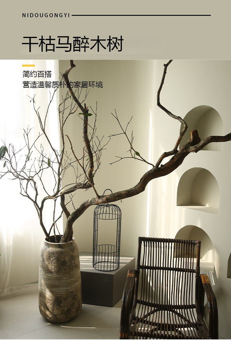 Large Artificial Drunken Horse Tree Decorative Real Tree Trunk Yellow Cypress Tree Large Floor-standing Landscaping Decorative Dry Branches