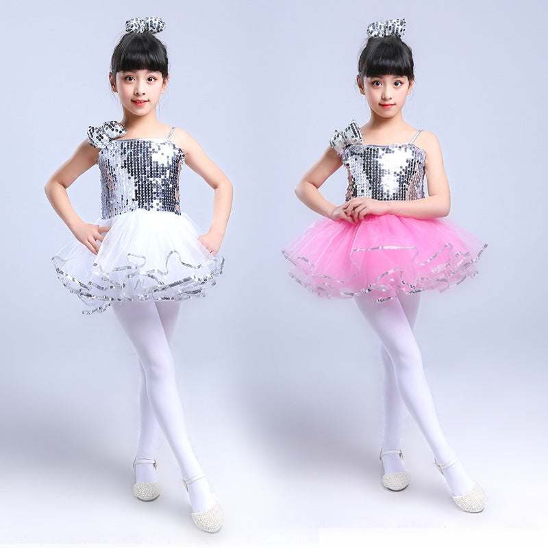 Kindergarten Performance Costume Children's Day Dance Costume for Girls Puffy Tulle Skirt Children's Jazz Dance Sequin Performance Dress