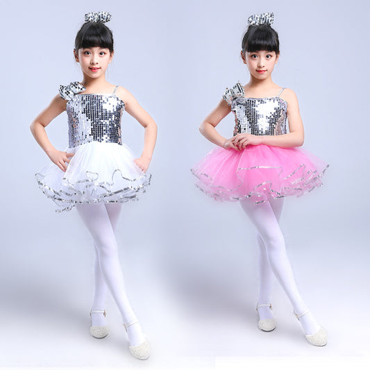 Kindergarten Performance Costume Children's Day Dance Costume for Girls Puffy Tulle Skirt Children's Jazz Dance Sequin Performance Dress