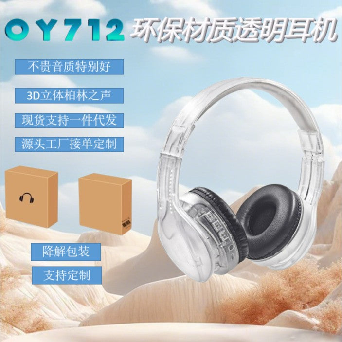 Cross-border New Transparent Headset Bluetooth Earphones Wired Gaming Bluetooth Earphones Noise Cancelling Headset
