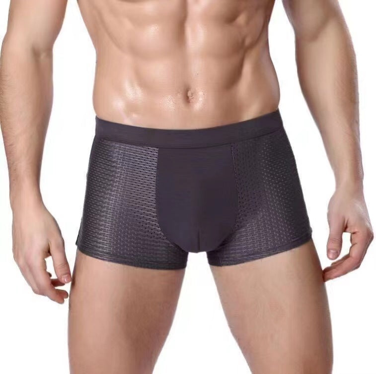 Men's Underwear Men's Mesh Ice Silk Boxer Briefs Antibacterial Youth Boxer Briefs Breathable Loose Student Trendy Fashion http://detail.1688.com/offer/930947820676.html