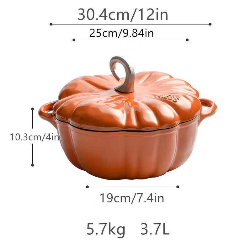 Enamel Pot Pumpkin Shape Enamel Pot Soup Stew Multifunctional Pot Household Enamel Soup Pot Induction Cooker Compatible