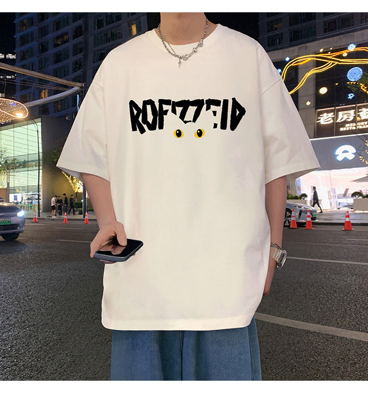 Short Sleeve T Men's Summer New Heavyweight Pure Cotton Crew Neck T-Shirt Large Size Loose Fit Men's Short Sleeve ins Fashion brand top