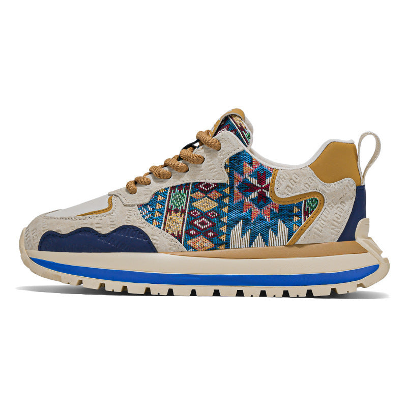 2025Spring and Autumn New Men's Shoes Trendy Fashion Printed Embroidered Sports Casual Shoes Thick Sole Height Increasing Shoes Wholesale