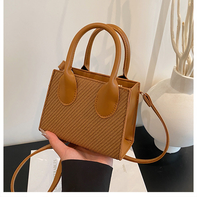 Korean Style Simple Crossbody Personality Small Square Bag2024Summer new style casual stylish single-shoulder bag corduroy handbag