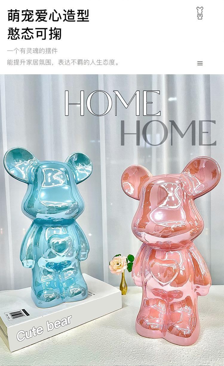 Chinese Style Violent Bear Ornament High-end Ceramic Living Room Entrance TV Cabinet Wine Cabinet Money Box Home Decoration Gift