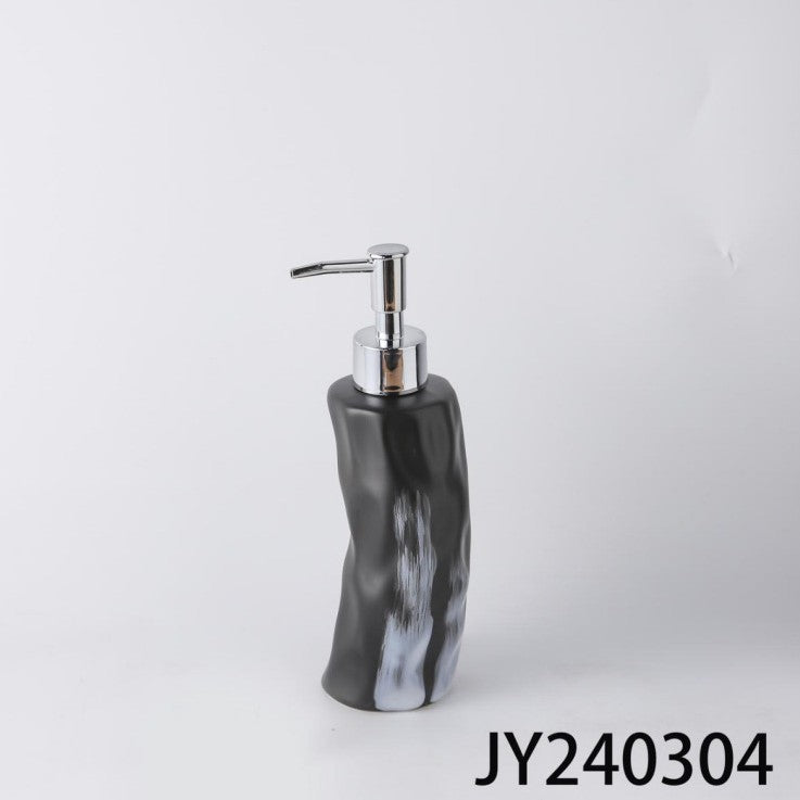 Modern Ceramic Bathroom Set Four-Piece Set Bathroom Lotion Bottle Press Hand Sanitizer Bottle Mouthwash Cup Toothbrush Holder Soap Dish