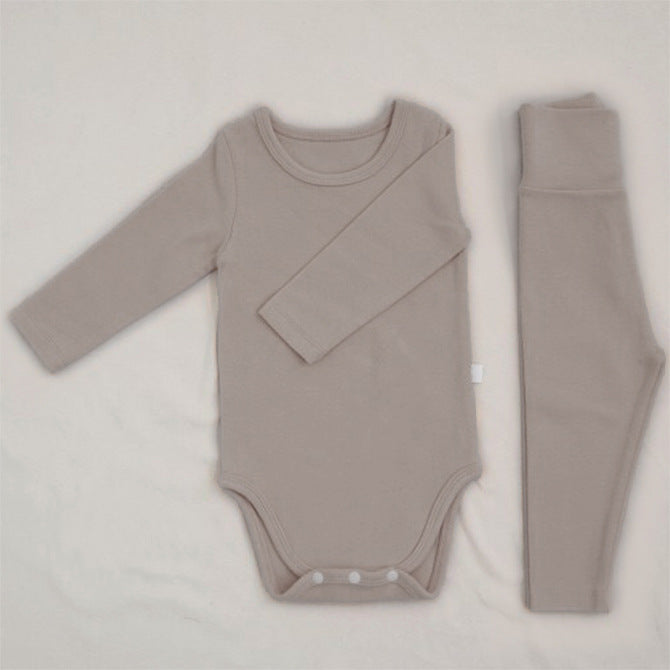 Baby Romper Spring and Autumn a High-Waist Belly Protection Pants Set Baby Spring and Autumn Triangle Romper Bodysuit Jumpsuit