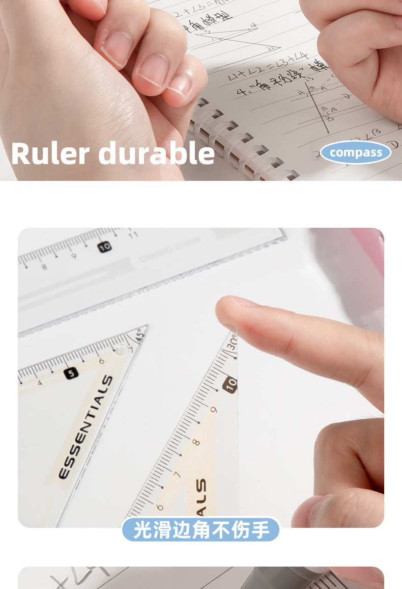 Compass and Ruler Set Essential Study Supplies for Middle School Students Elementary School Special Math Drawing Tool Set Ruler and Compass