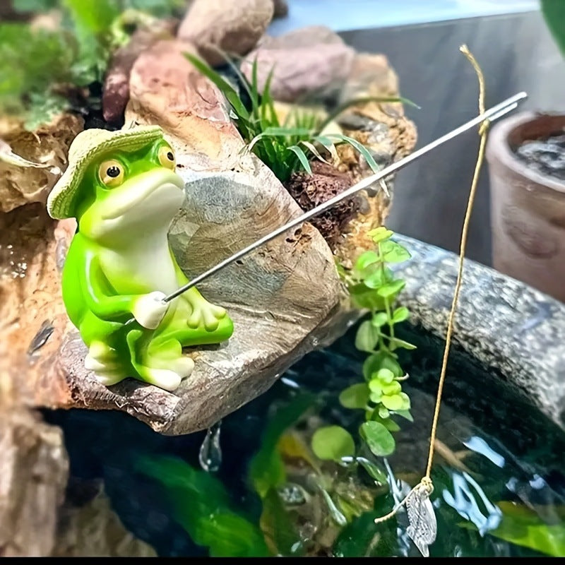 Outdoor Courtyard Garden Decorations Ornaments Fish Pond Rockery Landscaping Resin Small Frog Fishing Creative Landscape Sculpture