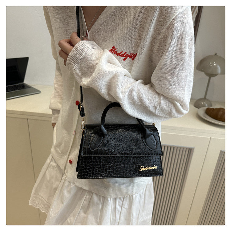 Korean style stone pattern single shoulder bag for women2025New Textured Handheld Small Square Bag Versatile Fashion Simple Crossbody Bag