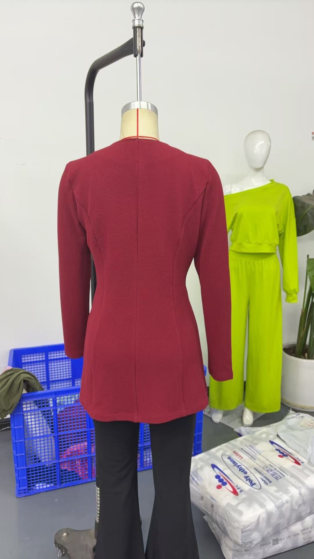 2025New Korean Fashion Style from Amazon Europe and America V Single Button Solid Color Long Sleeve Blazer