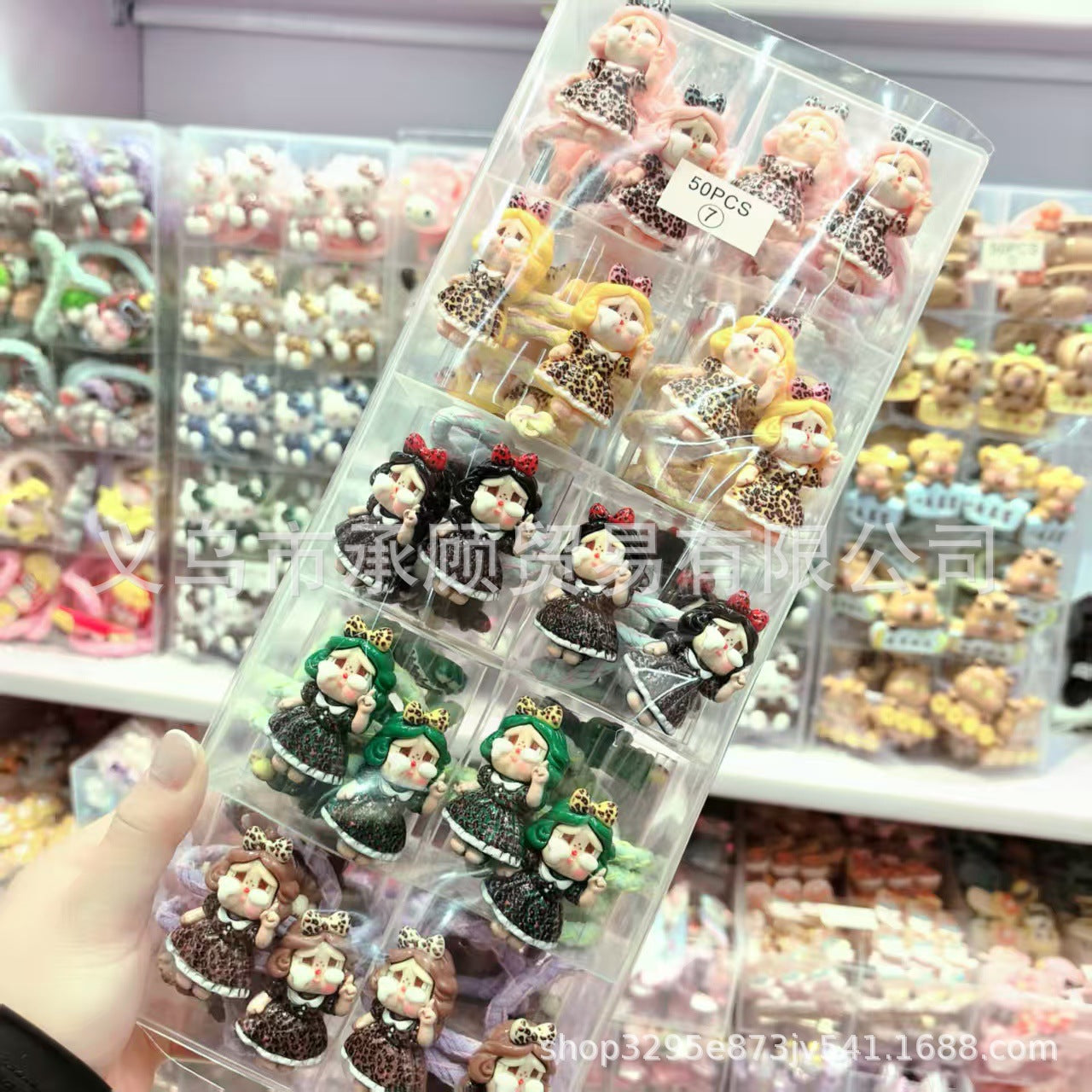Hot-Selling Adorable Pop Mart CRYBABY Leopard Print Bowknot Crying Baby Cartoon Children's Hair Tie Little Girl Hair Rope