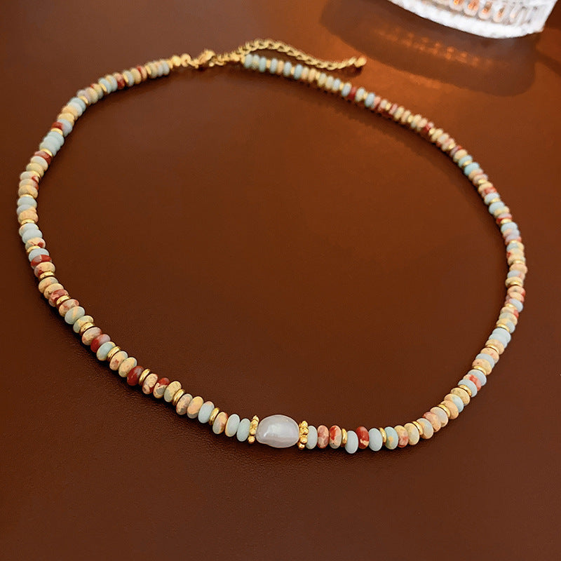 Baroque Freshwater Pearl Necklace Simple Elegant Colorful Beaded Collarbone Chain Niche Light Luxury High-End Sense Necklace for Women