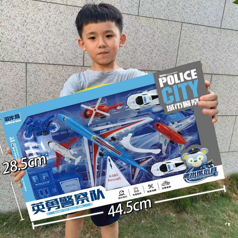 Durable Children's Toy Car Pull-Back Car Simulation Excavator Engineering Vehicle Fire Truck Airplane Model Boy's Gift