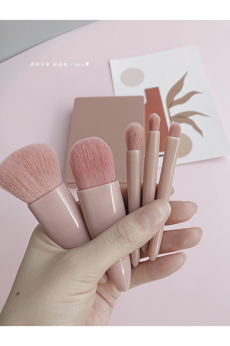 New Travel5Mirror Box Makeup Brush Set Portable Multifunctional Powder Brush Blush Brush Beauty Tool