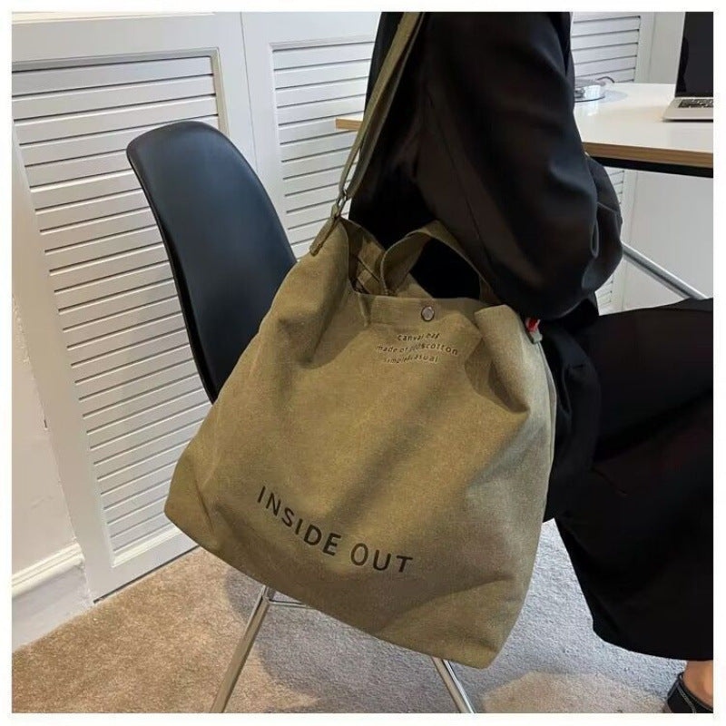 Canvas Crossbody Bag Men's Handbag Commuting Bag Male College Student Class Bag Shoulder Bag Large Capacity Backpack