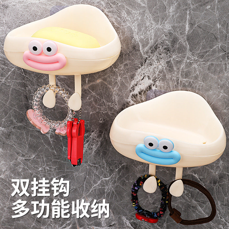 Cream Cloud Soap Holder Home Wall-Mounted No-Drill Soap Box Bathroom Draining Cream White Cloud Soap Holder