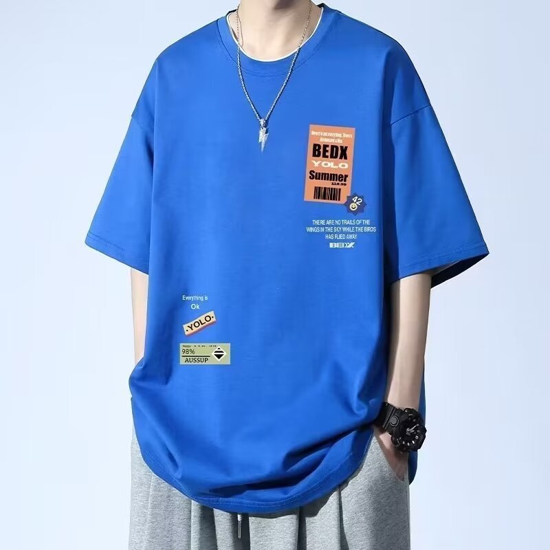 Summer Teenage Suit Boys Short Sleeve T T-shirt Short Sleeve New Style High School Student Trendy Casual Sports Two Pieces