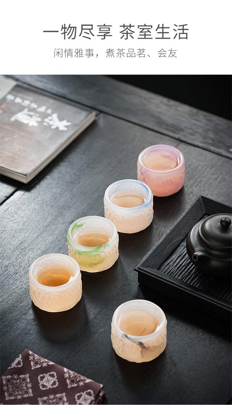 2024New High-End Glazed Cloud Pattern Tea Cup Set Single Master Cup Kung Fu Tea Cup Business Gift for Gifting