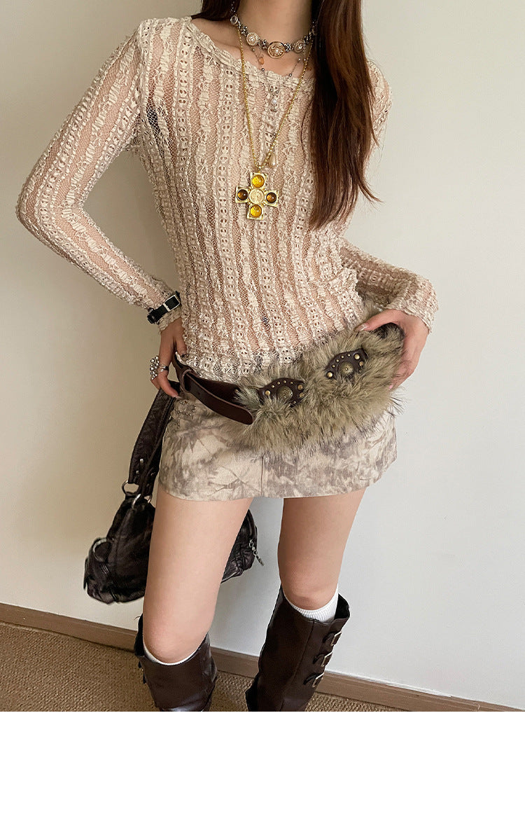 Vintage Western Style Brown Studded Belt for Women, Niche Design Flower Waist Rope for Dresses and Jeans, Waist Cincher Accessory