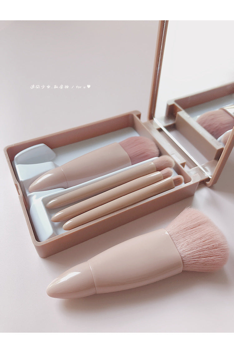 New Travel5Mirror Box Makeup Brush Set Portable Multifunctional Powder Brush Blush Brush Beauty Tool