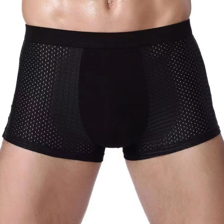Men's Underwear Men's Mesh Ice Silk Boxer Briefs Antibacterial Youth Boxer Briefs Breathable Loose Student Trendy Fashion http://detail.1688.com/offer/930947820676.html